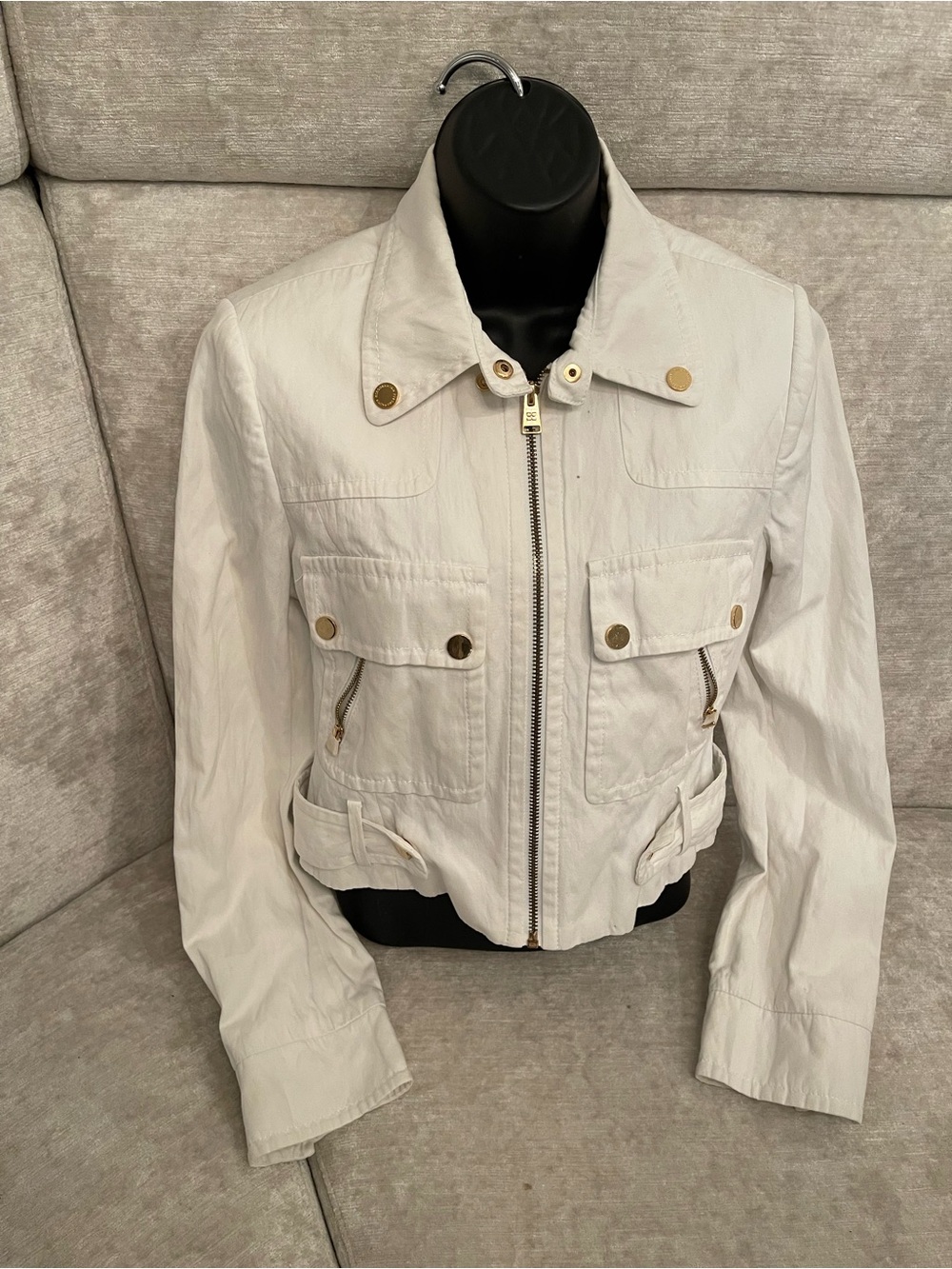 Light Cream Women's Utility Zip Jacket NWOT by BCBG size S